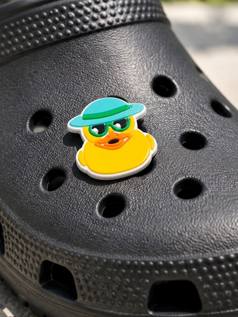 Yellow Duck Croc Shoe Charm Teal Hat Glasses Funny Ducky Jibbitz Style Cartoon